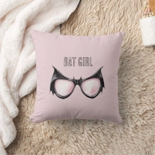 Coussin Lunettes Fille Chauve-Souris Noir Rose