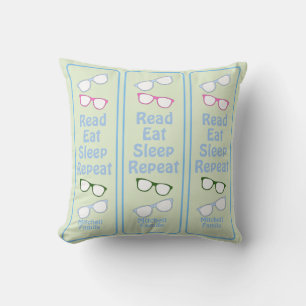 Coussin Lunettes Humoristiques Lire Manger Dormir Répéter