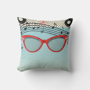 Coussin Lunettes rétro vintage années 50 rouge œil de chat