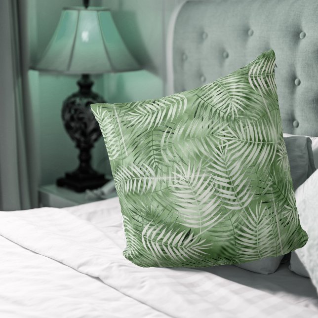 Coussin Lush Palm Leaf Motif Moss Green ID956 (Créateur téléchargé)