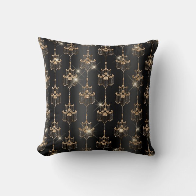 Coussin Lustre Chic Black Gold Sparkle (Recto)