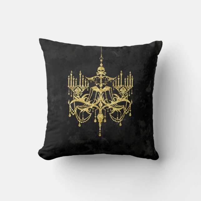 Coussin Lustre éffrayant en or noir | Parties scintillant  (Recto)