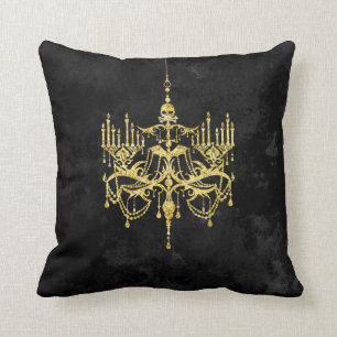 Coussin Lustre éffrayant en or noir   Parties scintillant 