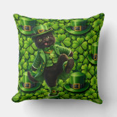Coussin Lutins chanceux chat noir Saint-Patrick Pat (Recto)