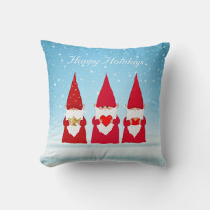 Coussin Lutins de Noël sur fond bleu clair