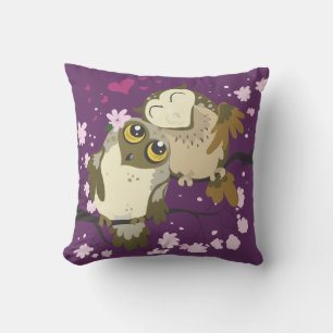 Coussin Luv Birds~ hibou lance l'oreiller