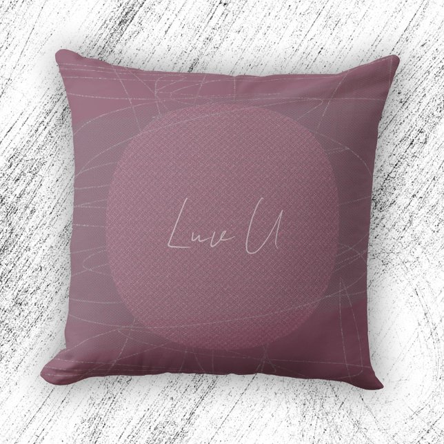 Coussin Luv U - Lignes Roses modernes à la mode (Luv U - Rose Trendy Modern Scribbled Lines Throw Pillow ©Susanne Sachers - Sunny Mind Design)