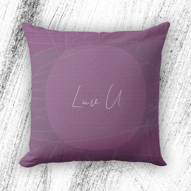 Coussin Luv U - Violet Trendy Modern Scribbled Lines (Luv U - Violet Trendy Modern Scribbled Lines Throw Pillow ©Susanne Sachers - Sunny Mind Design)