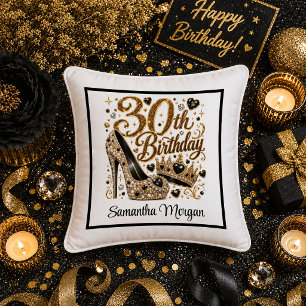 Coussin Lux Or Noir Confetti 30e Anniversaire Accent Couss