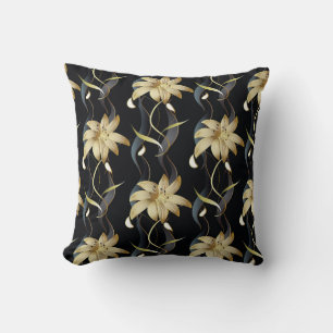 Coussin Luxe à rayures florales : Vintage 3D.