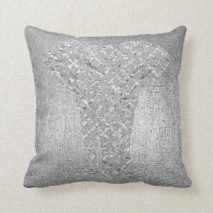 Coussin LUXE animal noir métallique d'éléphant de gris