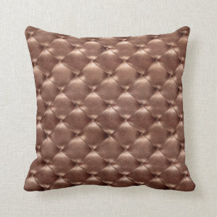 Coussin Luxe Cuivre bronze Tufé Cuir brillant opulent