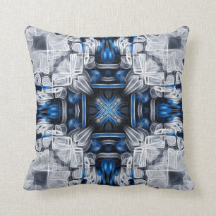 Coussin Luxe élégant, bleu marine, gris, blanc motif