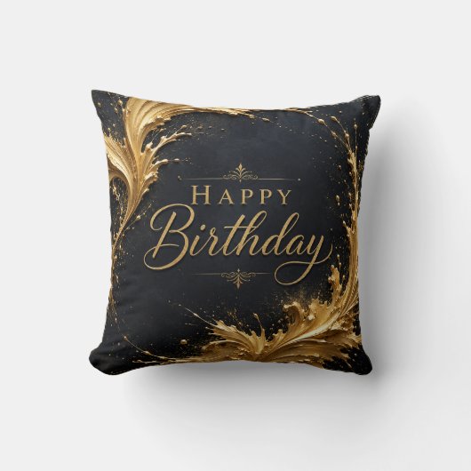 Coussin Luxe Gold Splash Anniversaire Élégance (Recto)