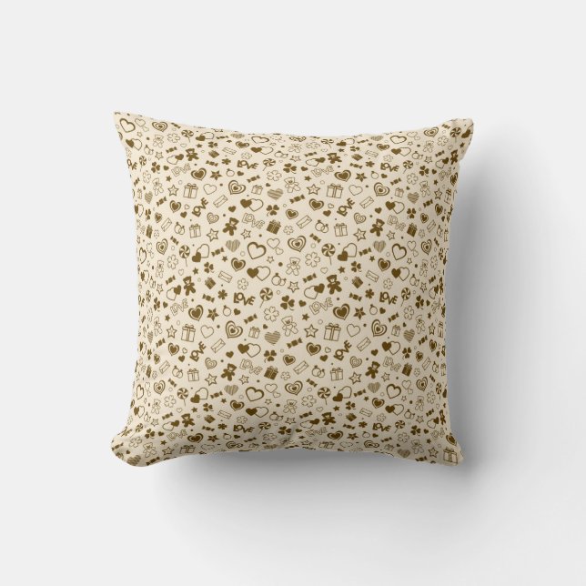 Coussin Luxe Moderne Élégant Amour Or Coeur (Recto)