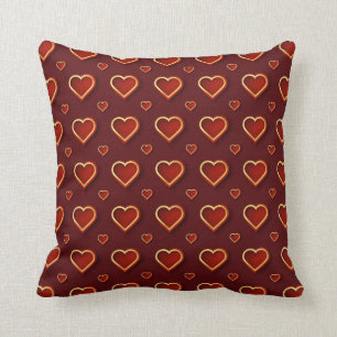 Coussin Luxe Moderne Élégant Amour Rouge Or Coeur