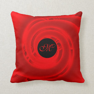 Coussin Luxe moderne Neon Rouge Abstrait Floral Rose