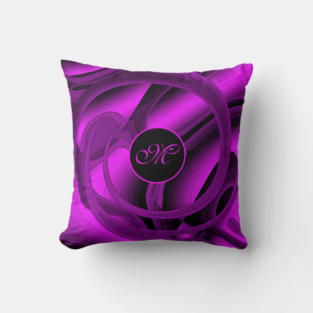 Coussin Luxe Moderne violet Abstrait Rose floral (Recto)