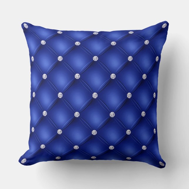 Coussin Luxe Royal Blue Diamond Tufted Motif (Recto)