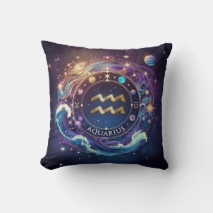 Coussin Luxueux Aquarius Zodiac