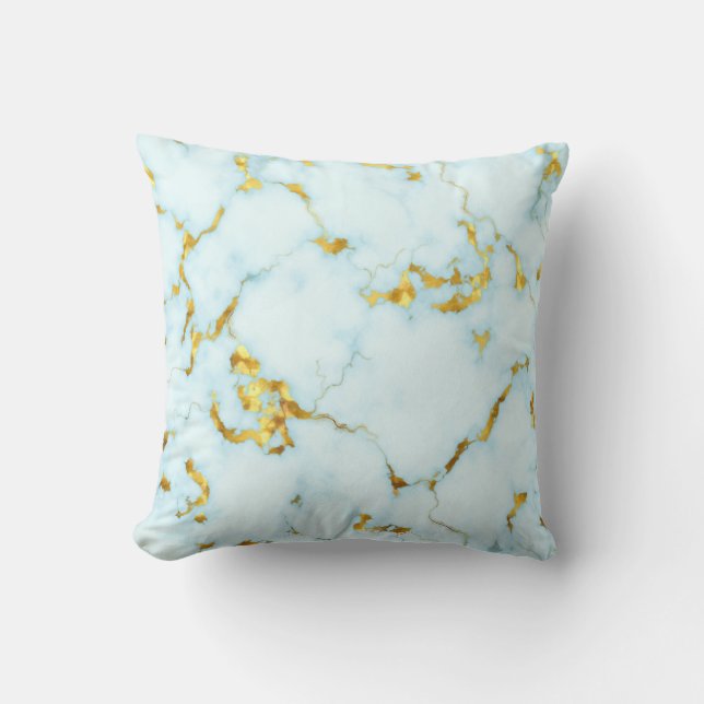 Coussin Luxueux Azure Gilded Pottery Motif Ceramic Art (Recto)