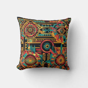 Coussin Luxueux Cyan "Aztec Dream" Motif Throw Cushion