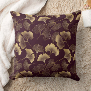 Coussin Luxueux Ginkgo Bourguignon Or