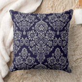 Coussin Luxueux motif de fleurs Damas sur bleu très profon (Couverture)
