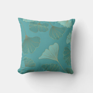 Coussin Luxueux or Ginkgo, papier peint vintage.