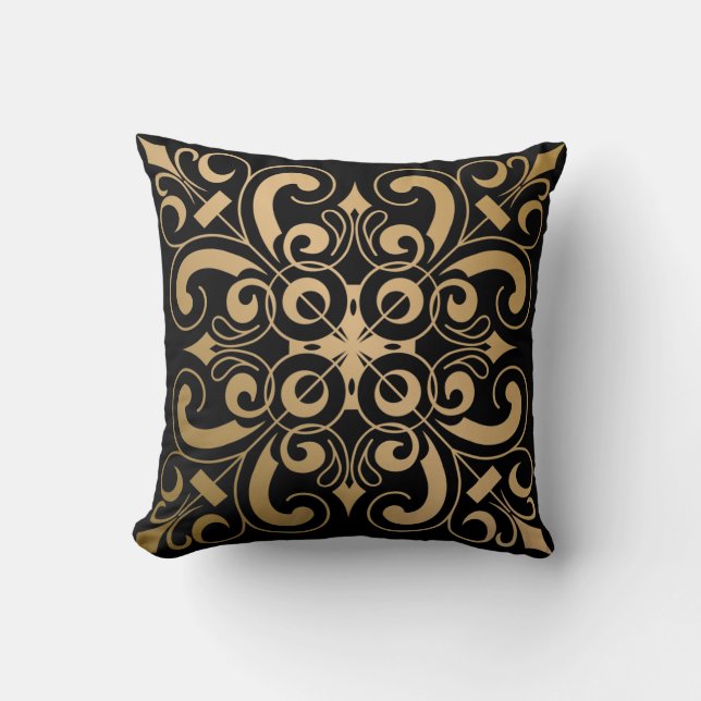 Coussin Luxueux Ornate Gold et Black (Recto)