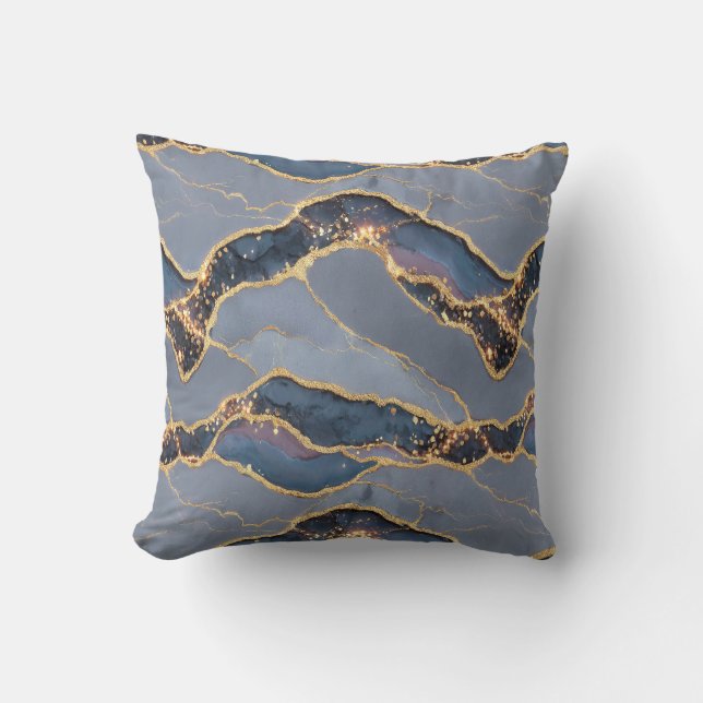 Coussin Luxury Dark Gray Marble Texture with Gold Veins (Recto)