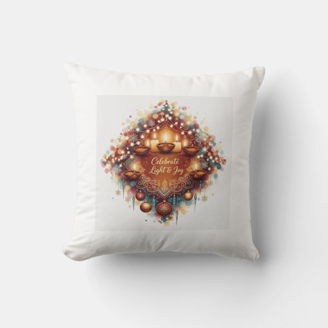 Coussin Luxury Diwali Christmas Fusion Throw Pillow (Recto)