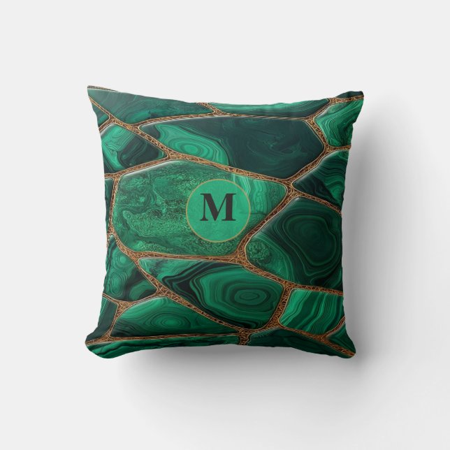 Coussin Luxury Emerald Malachite Green Marble Abstract (Recto)
