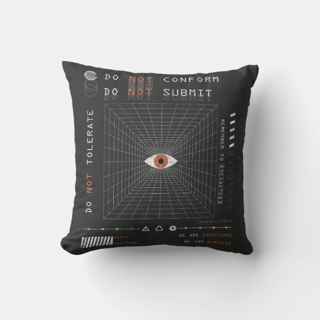 Coussin L'Watcher - Techno-Brutalist Streetwear Design (Recto)