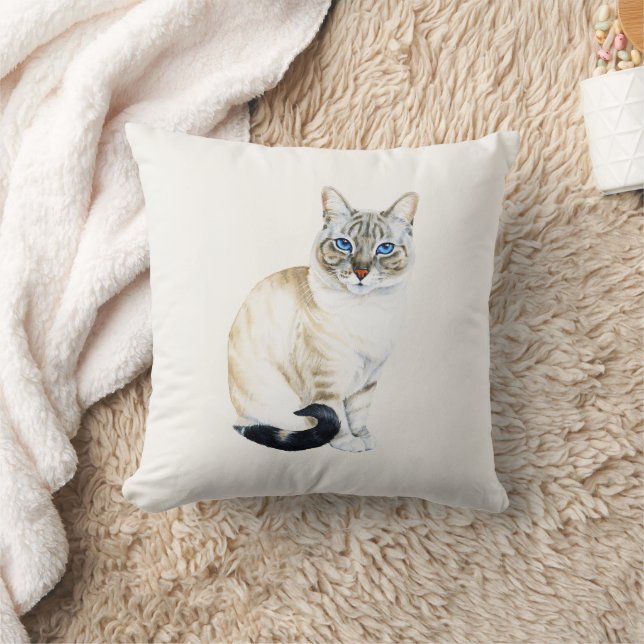 Coussin Lynx Point Siamese Chat Personnalisé (Couverture)