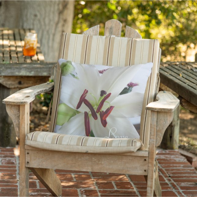 Coussin Lys blanc, fleur. (Chaise)
