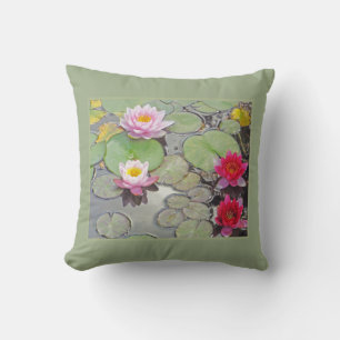 Coussin Lys D'Eau Rose Et Rouge