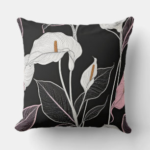 Coussin Lys noirs, blancs et roses