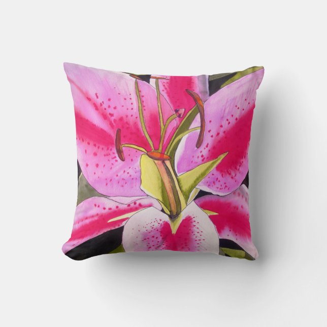 Coussin Lys roses Tenerife floral (Recto)