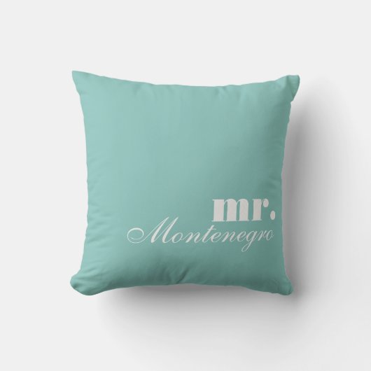 Coussin M. carreau bleu nommé fait sur commande des (Recto)