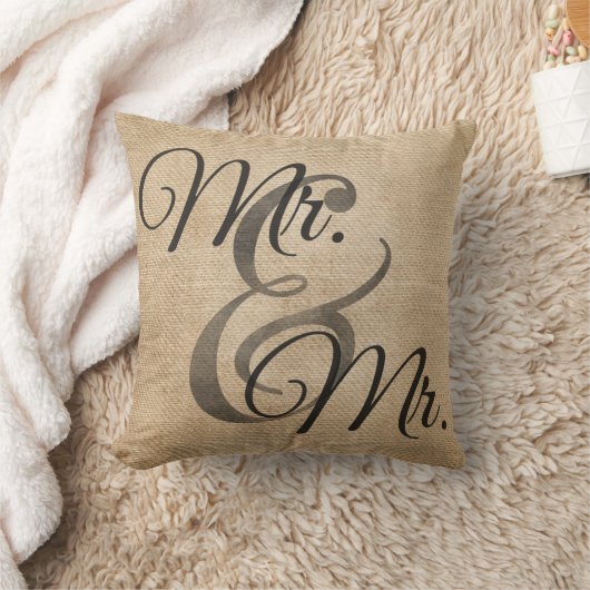 Coussin M. et M. Gay Burlap Wedding Personalized (Couverture)