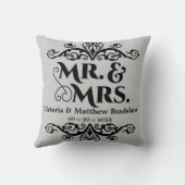 Coussin M. et Mme Arrière - plan personnalisable Mariage c (Verso)