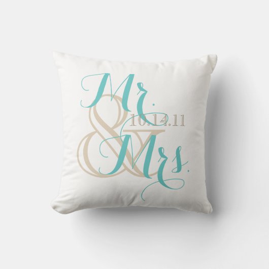 Coussin M. et Mme avec Mariage Date (Recto)