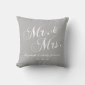 Coussin M. et Mme blanc gris de mariage (Recto)