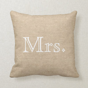 Coussin M. et Mme Burlap Pillow