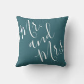 Coussin M. et Mme Calligraphy Paon Bleu (Sarcelle, Aqua) (Verso)