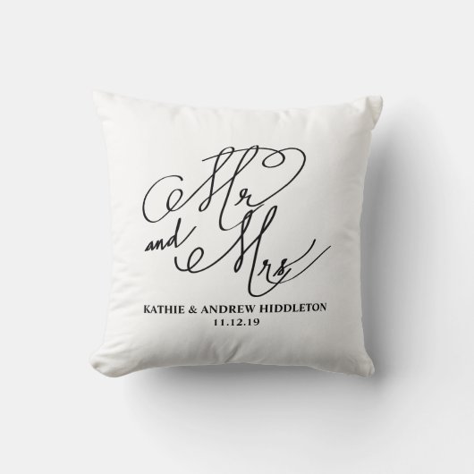 Coussin M. et Mme Classy Typography Script Wedding (Recto)