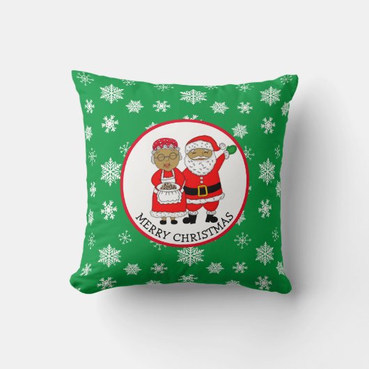 Coussin M. et Mme Claus, Père Noël afro-américain Noël (Recto)