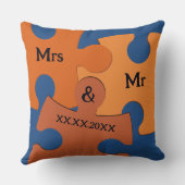 Coussin M. et Mme Date de mariage Pièces de puzzle orange (Verso)