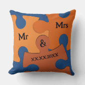 Coussin M. et Mme Date de mariage Pièces de puzzle orange (Recto)
